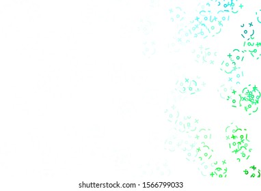 Light Blue, Green vector layout with algebra elements. Colored mathematic signs with gradient on white background. Pattern for posters, banners of math books.
