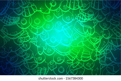 Light Blue, Green vector layout with sweet desserts. Decorative shining illustration with sweets on abstract template. Pattern for ad, booklets, leaflets of restaurants.