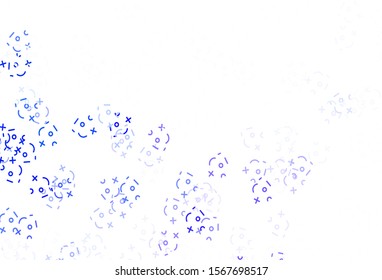 Light Blue, Green vector layout with algebra elements. Blurred design in simple style with collection of numerals. Best design a poster, banner of a math college.