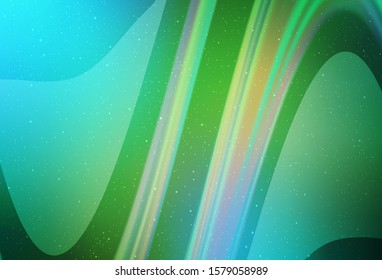 Light Blue, Green vector layout with cosmic stars. Blurred decorative design in simple style with galaxy stars. Template for cosmic backgrounds.