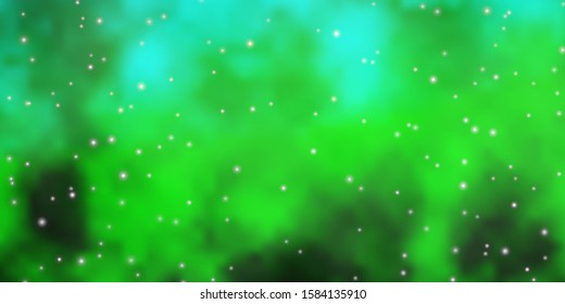 Light Blue, Green vector layout with bright stars. Modern geometric abstract illustration with stars. Theme for cell phones.