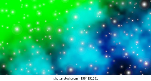 Light Blue, Green vector layout with bright stars. Modern geometric abstract illustration with stars. Pattern for new year ad, booklets.