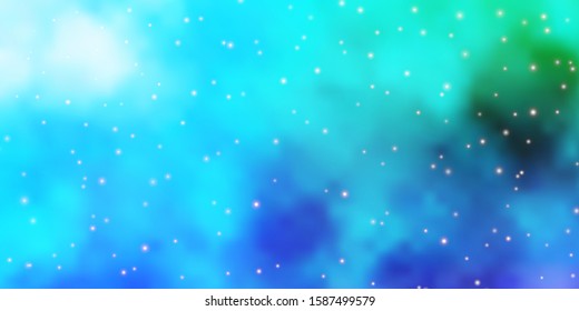 Light Blue, Green vector layout with bright stars. Colorful illustration with abstract gradient stars. Design for your business promotion.