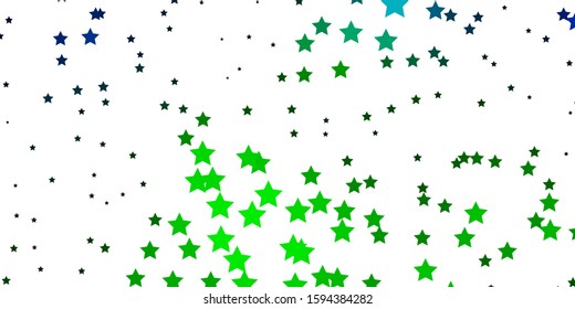 Light Blue, Green vector layout with bright stars. Colorful illustration with abstract gradient stars. Best design for your ad, poster, banner.