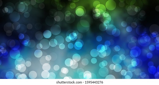 Light Blue, Green vector layout with circle shapes. Abstract colorful disks on simple gradient background. New template for a brand book.