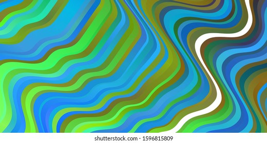 Light Blue, Green vector layout with curves. Colorful illustration, which consists of curves. Pattern for booklets, leaflets.