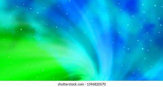 Light Blue, Green vector layout with bright stars. Colorful illustration with abstract gradient stars. Best design for your ad, poster, banner.