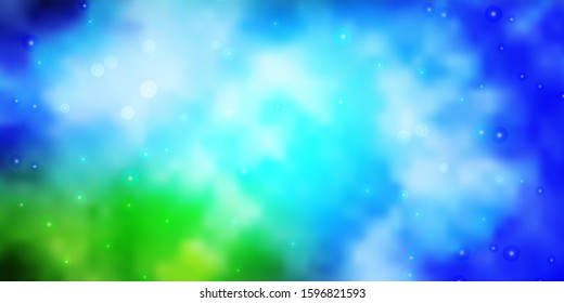 Light Blue, Green vector layout with bright stars. Decorative illustration with stars on abstract template. Pattern for wrapping gifts.
