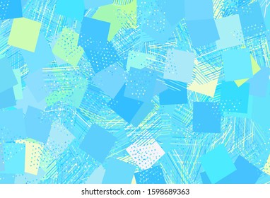 Light Blue, Green vector layout with circles, lines, rectangles. Abstract illustration with colorful dots, lines, cubes. Pattern for booklets, leaflets