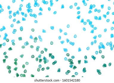 Light Blue, Green vector layout with circle shapes. Glitter abstract illustration with blurred drops of rain. Pattern of water, rain drops.