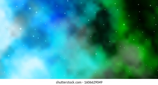 Light Blue, Green vector layout with bright stars. Shining colorful illustration with small and big stars. Pattern for websites, landing pages.