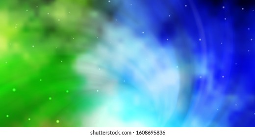 Light Blue, Green vector layout with bright stars. Blur decorative design in simple style with stars. Pattern for wrapping gifts.