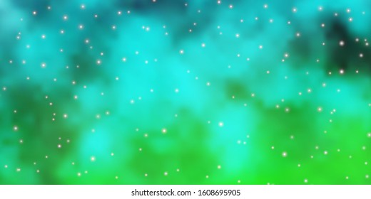 Light Blue, Green vector layout with bright stars. Modern geometric abstract illustration with stars. Theme for cell phones.