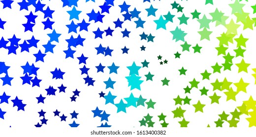 Light Blue, Green vector layout with bright stars. Colorful illustration in abstract style with gradient stars. Pattern for new year ad, booklets.