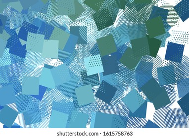 Light Blue, Green vector layout with circles, lines, rectangles. Decorative design in abstract style with lines, dots, cubes. Pattern for booklets, leaflets
