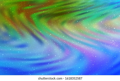 Light Blue, Green vector layout with cosmic stars. Glitter abstract illustration with colorful cosmic stars. Pattern for astrology websites.