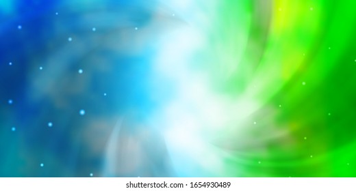 Light Blue, Green vector layout with bright stars. Blur decorative design in simple style with stars. Best design for your ad, poster, banner.