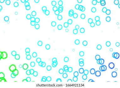 Light Blue, Green vector layout with circle shapes. Glitter abstract illustration with blurred drops of rain. Pattern for beautiful websites.