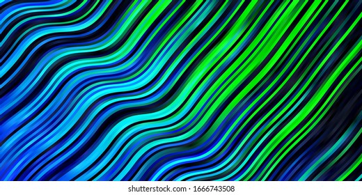 Light Blue, Green vector layout with wry lines. Bright illustration with gradient circular arcs. Best design for your ad, poster, banner.