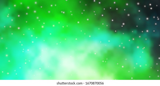 Light Blue, Green vector layout with bright stars. Decorative illustration with stars on abstract template. Pattern for websites, landing pages.