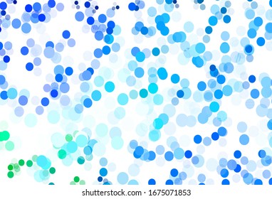 Light Blue, Green vector layout with circle shapes. Blurred decorative design in abstract style with bubbles. Pattern for futuristic ad, booklets.