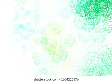 Diseño vectorial verde, azul claro con formas redondeadas. Diseño decorativo de estilo abstracto con burbujas y líneas. Patrón para texturas de papel pintado.