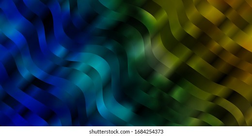 Azul claro, Diseño vectorial verde con curvas. Ilustración de degradado abstracta con líneas de desgaste. Diseño inteligente para sus promociones.