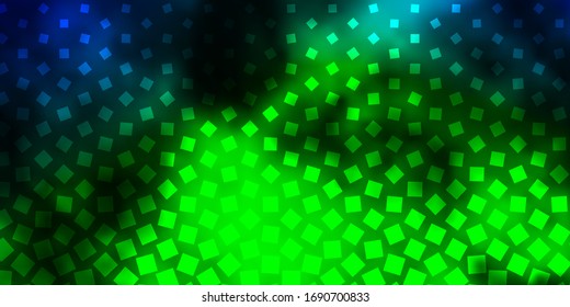 Azul claro, Diseño vectorial verde con líneas, rectángulos. Ilustración colorida con rectángulos y cuadrados degradados. Plan para folletos y folletos comerciales