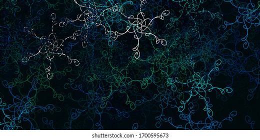 Light Blue, Green vector layout with wry lines. Colorful abstract illustration with gradient curves. Pattern for commercials, ads.