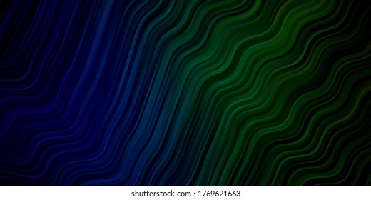 Light Blue, Green vector layout with curves. Colorful geometric sample with gradient curves.  Pattern for commercials, ads.