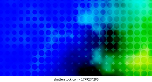 Hellblau, grüne Vektorgrafik mit Kreisformen. Farbige Illustration mit Farbverlauf-Punkten im Naturstil. Muster für Webseiten.