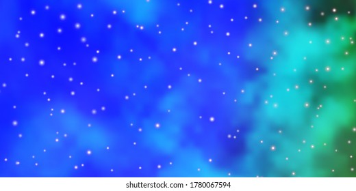 Light Blue, Green vector layout with bright stars. Blur decorative design in simple style with stars. Pattern for new year ad, booklets.