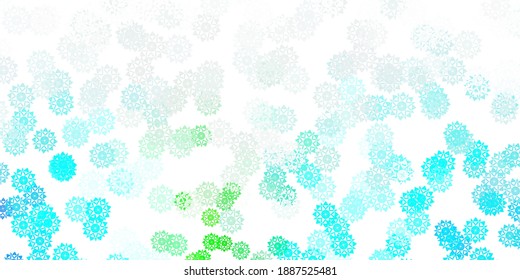 Light blue, green vector layout with beautiful snowflakes. Simple abstract illustration with ice, snow, snowflakes. New year ad, booklets pattern.