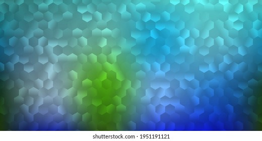 Light blue, green vector layout with shapes of hexagons. Modern abstract illustration in hexagonal style with gradient. Base design to make your ads.