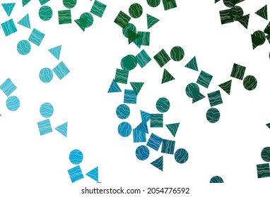 Light Blue, Green vector layout with circles, lines, rectangles. Decorative design in abstract style with lines, dots, cubes. Modern template for your landing page.