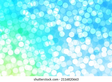 Light Blue, Green vector layout with circle shapes. Glitter abstract illustration with blurred drops of rain. Design for poster, banner of websites.