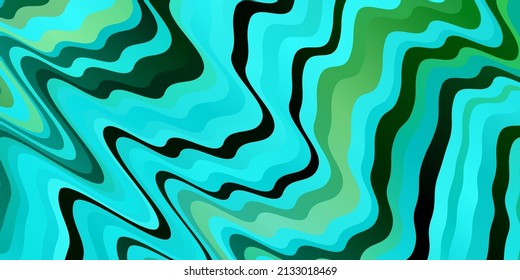 Light Blue, Green vector layout with wry lines. Colorful illustration, which consists of curves. Pattern for websites, landing pages.