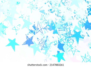 Light Blue, Green vector layout with bright stars. Decorative shining illustration with stars on abstract template. Pattern for astrology websites.