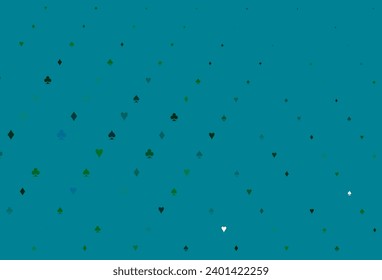 Light Blue, Green vector layout with elements of cards. Blurred decorative design of hearts, spades, clubs, diamonds. Smart design for your business advert of casinos.
