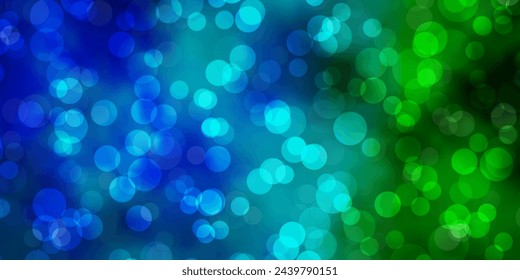 Light Blue, Green vector layout with circles. Glitter abstract illustration with colorful drops. Pattern for booklets, leaflets.