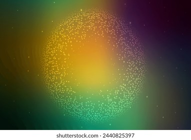 Azul claro, diseño de vector verde con estrellas cósmicas. Ilustración brillante con estrellas del cielo en plantilla abstracta. Patrón para sitios web de astrología.