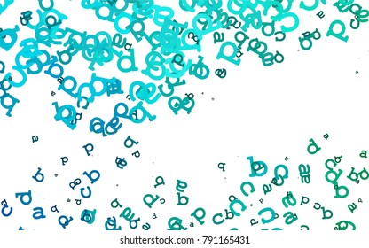 Light Blue, Green vector layout with latin alphabet. Shining illustration with ABC symbols on abstract template. The pattern can be used for school, grammar websites.