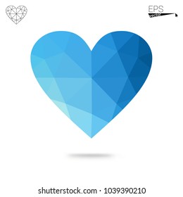 Light Blue, Green vector love background with heart. Paper note. Valentine's greeting polygonal card. Triangular illustration for your business. Stock template for your design.