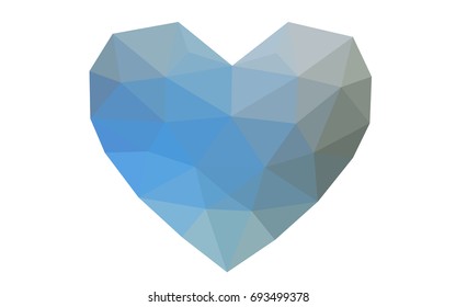 Light Blue, Green vector love background with heart. Paper note. Valentine's greeting polygonal card. Triangular illustration for your business. Stock template for your design.