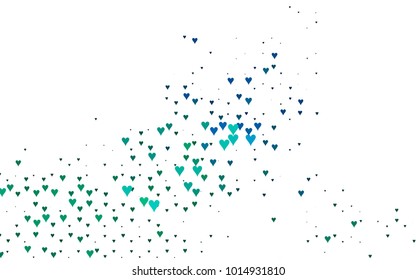Light Blue, Green vector lovely background with hearts. Valentines greeting card with cute hearts. Abstract pattern for your design, website, ad.