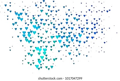 Light Blue, Green vector lovely background with hearts. Valentines greeting card with cute hearts. Abstract pattern for your design, website, ad.