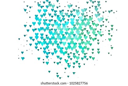 Light Blue, Green vector lovely background with hearts. Valentines greeting card with cute hearts. Abstract pattern for your design, website, ad.