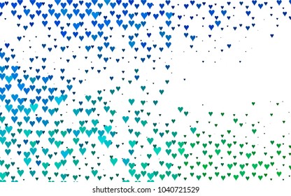Light Blue, Green vector lovely background with hearts. Valentines greeting card with cute hearts. Abstract pattern for your design, website, ad.