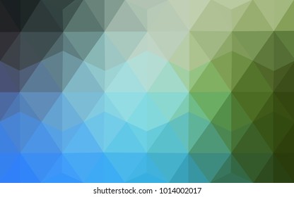 Light Blue, Green vector Low poly crystal background. Polygon design pattern. Low poly illustration, low polygon background.