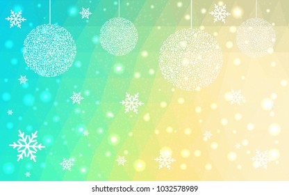 Light Blue Green vector low poly crystal background with snowflakes. Polygon christmas design pattern . Low poly illustration of New Year celebration.